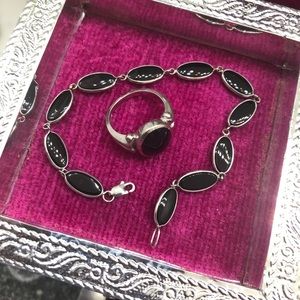 Black onyx bracelet and ring